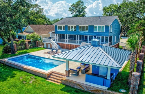 Murrells Inlet House | Stunning 5-Bedroom Inlet Home with Private Pool, Pool House, and Dock