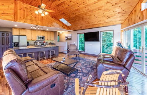 Alarka House | Stunning Home with Free WiFi, Deck, Wood Fireplace, & Mountain Views