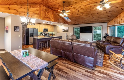 Alarka House | Stunning Home with Free WiFi, Deck, Wood Fireplace, & Mountain Views