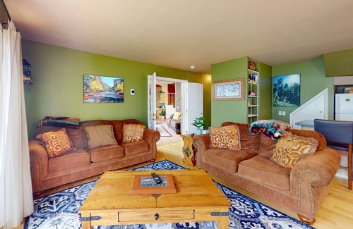 Pagosa Springs House | Stunning lake house with dock, firepit, grill, canoes, & mountain views
