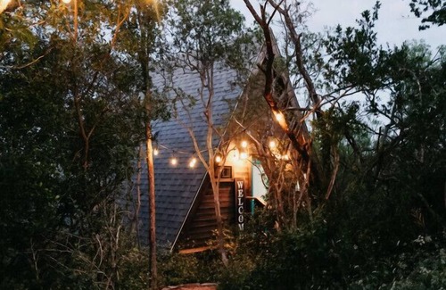 New Braunfels Cabin | Stunning, Secluded A-Frame w/Hammock and Tree Top View