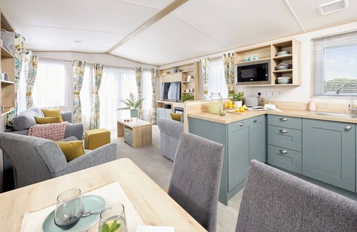 Aberystwyth House | Stylish and modern caravan with one double and one twin.
