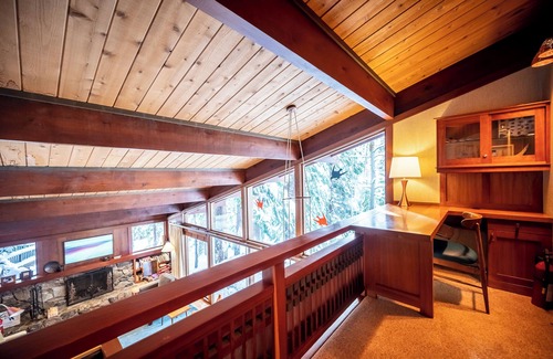 Tahoe Tavern House | Stylish Redwood Home with Hot Tub and Private Beach Access