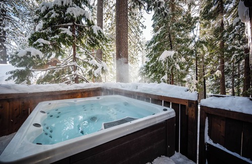 Tahoe Tavern House | Stylish Redwood Home with Hot Tub and Private Beach Access