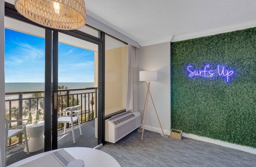 Downtown Myrtle Beach Condo | Surf Pavilion by StayMareni - Neon 2 Queen Beds Suite