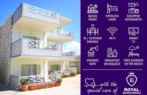 Gouves Apartment | Swim, sunbathe, relax in beach front apt Theodosia