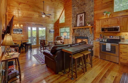 Mineral Bluff Cabin | The Dogwood Cabin - Mountain View | Screened Wrap Around Porch | Fire Pit