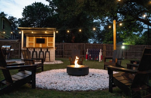 Midtown House | The Iris: Fire pit- bar- pool table