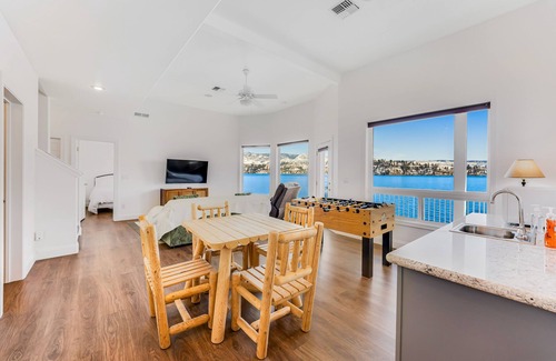 Manson House | Upscale lakefront house with stunning views & dock spacious interior with fireplace