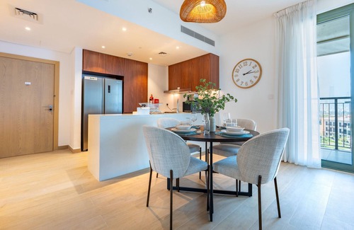 Dubai Apartment | Urban Beachside 2BR with a Glimpse of Burj Khalifa, Near Jumeirah Beaches