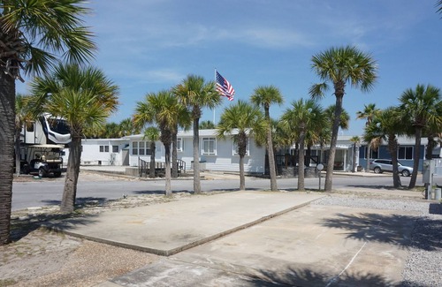 Lower Grand Lagoon RV Rental | Venture Out Vacations RV Lot Accommodates up to 36FT Pool and Beach access