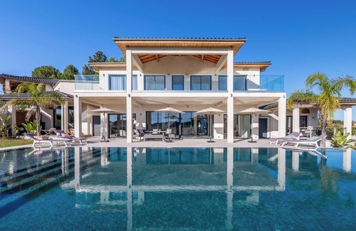 Plaissan Villa | Villa Luxe SCL Heated mirror pool Jacuzzi and exotic garden in vineyard