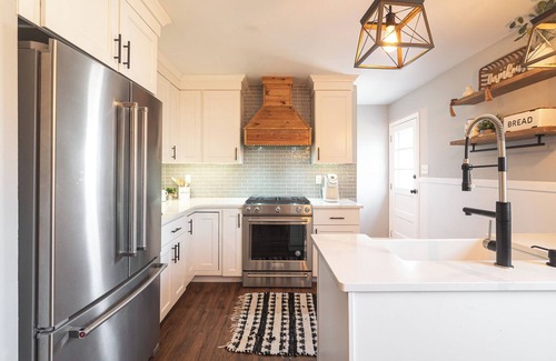 Michigan City House | Walk to the Beach from Beachy Farmhouse - Lake Michigan & Hot Tub. Pet-Friendly!