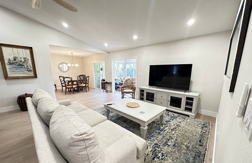Interchange Square House | Water front Canal pool home 3+ bed 2 bathroom home sleeps 8 semi private