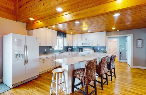 Topsail Beach House | Waterfront home with private boat dock & ocean view -dog-friendly & kid-friendly