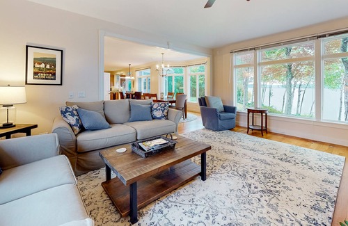 Belfast House | Waterfront home with ocean views, fireplace, AC & washer/dryer