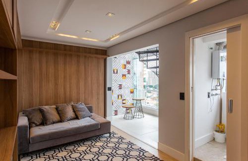Campo Belo Apartment | Wehome -Duplex: barbecue and city view