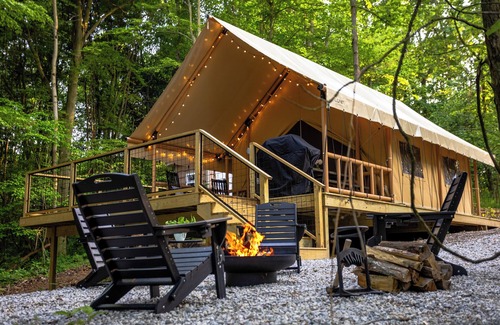 Millersburg Cabin | Willow Tent - Unique Glamp Site with Chicken Coop