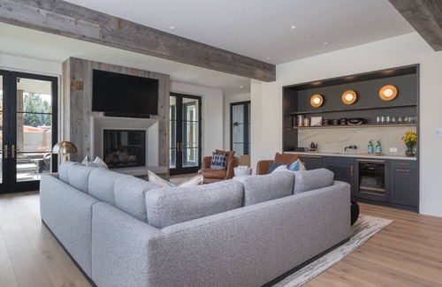 Hulen Meadows House | Winter Getaways! Ketchum Home with Hot Tub, Indoor/Outdoor Fireplaces, Pool Table, Mountain Views!