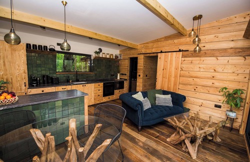 Burythorpe Cabin | Woodland cabin with private lake, sauna + fire pit