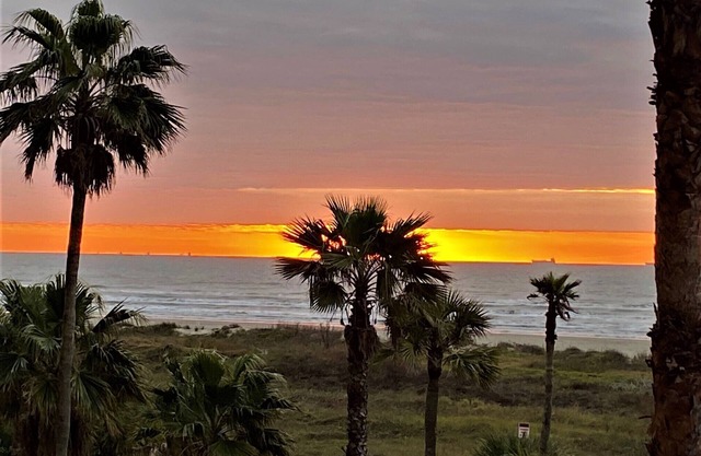1-br 2balcony Galvestonian condo directly on beach! No highway! Close to Strand