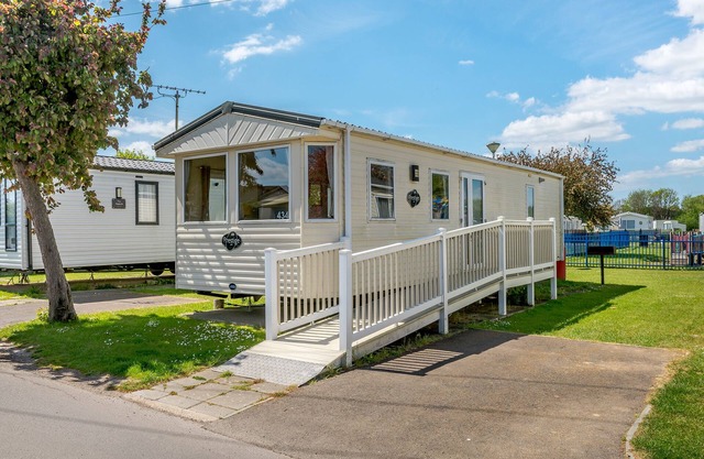 12ft-wide caravan with one double and one twin.