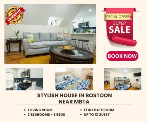 80-3 3BR Boston - Charming Apt near Dorchester Center