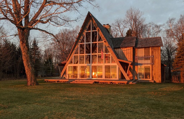 "A" frame cottage on the shore of Lake Michigan