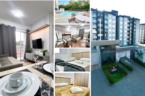 Apartamento Inteiro - 2 Quartos com AC - Wifi 1000mb - Piscina - 1 Vaga de Garagem - Elevador - Sacada Gourmet - Indicado para Grupos, Hospedes a Trabalho, Família e Pets