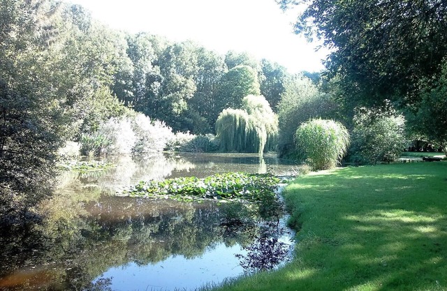 At the water's edge.