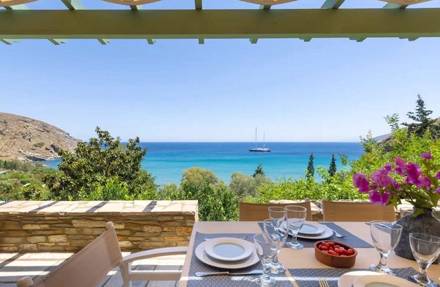 Beachfront Andros Retreat | Villa Stenies Ilios | 3 bedrooms | Stunning.