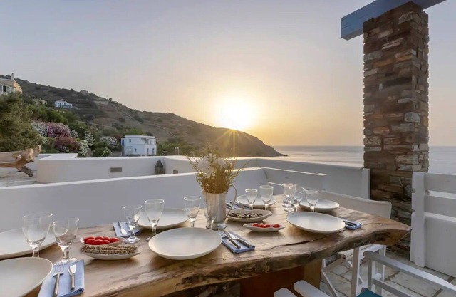 Beachfront Andros Retreat | Villa Stenies Thalassa | Private Pool | 4 bedrooms.