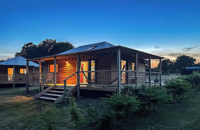 Beautiful wooden cabins in a quiet, tranquil setting.