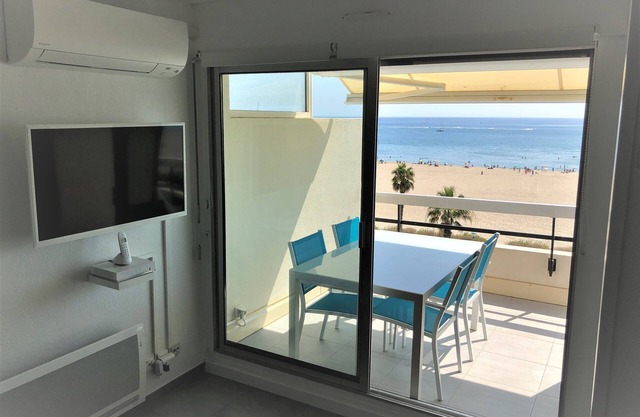 CANET SUD, T1 bis LUXURY AIR CONDITIONED, SEA VIEW - DIRECT BEACH, Wifi, closed garage