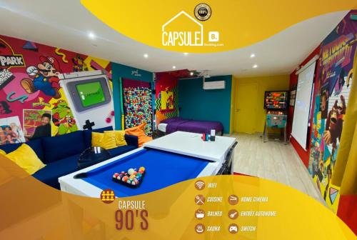 Capsule 90's - Balnéo - Sauna - Flipper - Billard - Netflix - Nintendo Switch & Jeux -