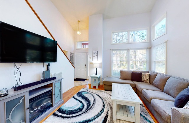 Contemporary, spacious home with firepit, washer/dryer, & central AC