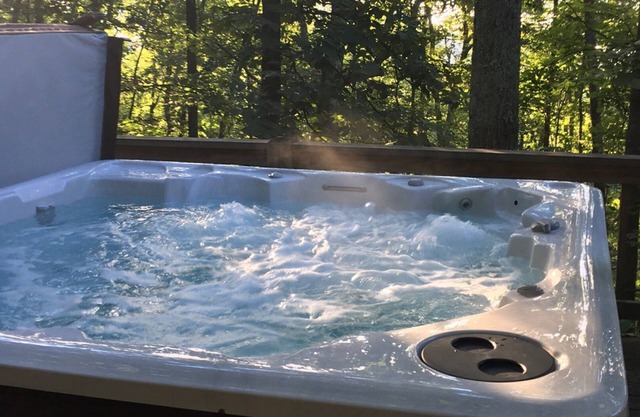 Cooler in the mountains, with hot tub.