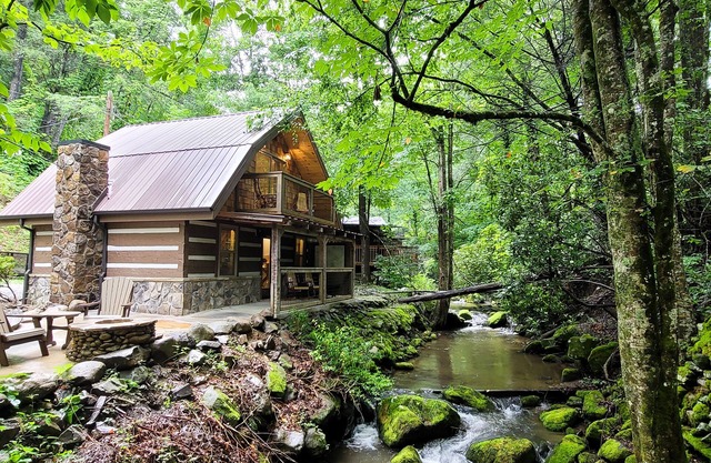 Creek-front home w/firepit, fireplace, forest setting - free attraction tickets