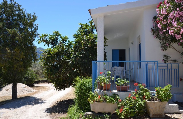 detached house, surrounded by greenery overlooking the sea