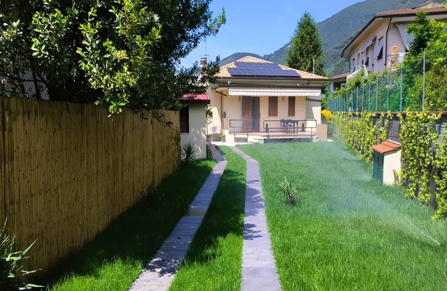 Detached villa with garden and private pool.