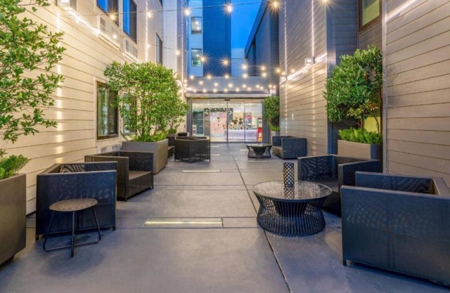 Downtown near restaurants and shops with weekly live music!