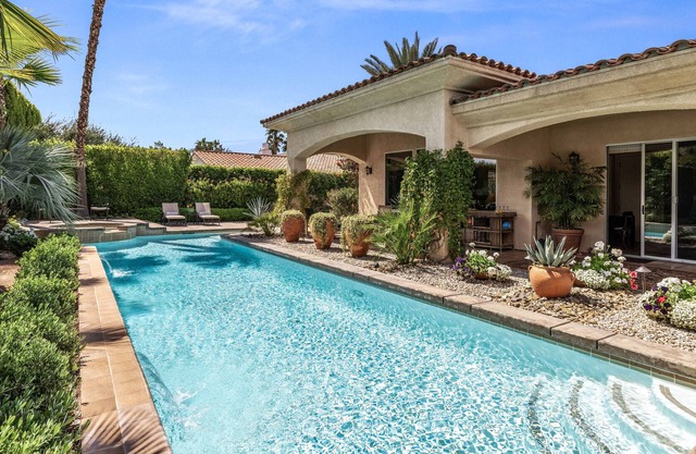 Exceptional Spanish-style home with private sparkling pool, spa & mountain view