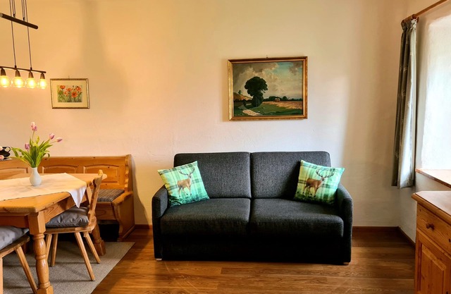 F Apartment Längauer Alm 52sqm, balcony, kitchen, 2 bedrooms and 1 bed-sitting room.