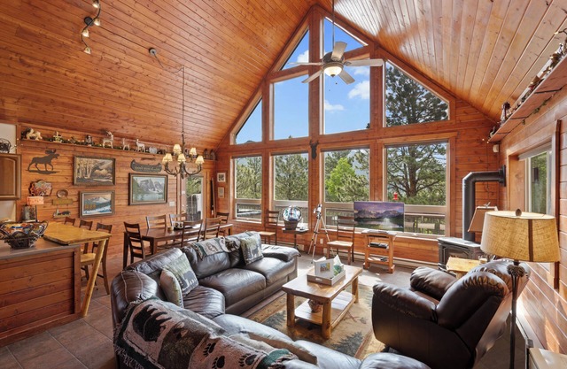 Family Cabin with looking up at back of Pikes Peak