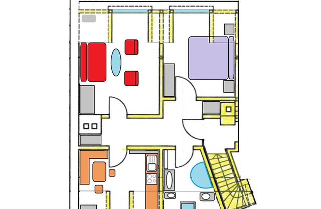 Ferienwohnung Maisonette, 50qm, 1 Schlafzimmer, max. 3 Personen