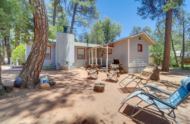 Grill + Fire Pit: Payson Vacation Rental Cabin