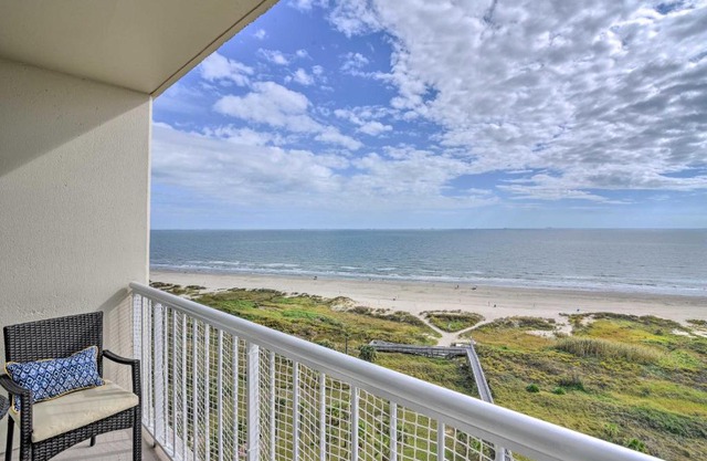 Heated Pool and Beach View Galveston Resort Condo!