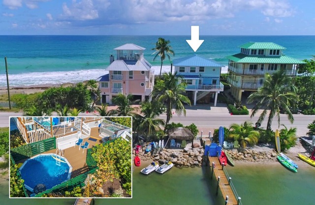 Heaven Can't Wait: ON the BEACH! Heated pool + hot tub, private dock. 9BR/5BA
