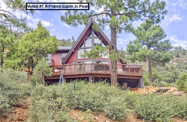 Hilltop Aframe Cabin with Loft & Views, Views!