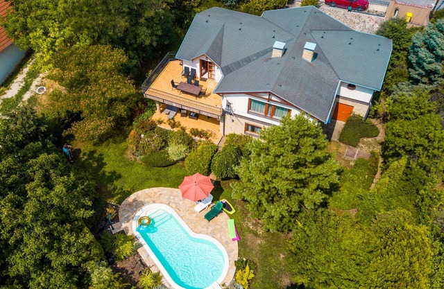 Holiday home with pool and view to Lake Balaton for families